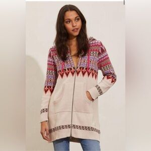 Odd Molly Scandi Style Multicolor Knit Zip Up Cardigan Medium (2) Organic Cotton